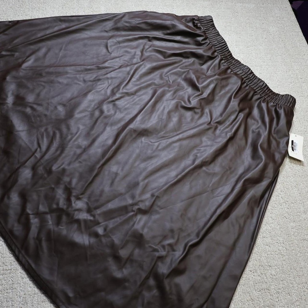 A New Day women's Brown leather midi skirt
